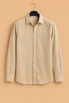 Brown color formal solid linen cotton rich looks shirt for men 5