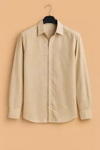 Brown color formal solid linen cotton rich looks shirt for men