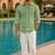 Green color formal solid linen cotton rich looks shirt for men