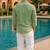 Green color formal solid linen cotton rich looks shirt for men