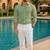 Green color formal solid linen cotton rich looks shirt for men