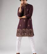 Smart and graceful wine color viscose silk men's ceremonial attire