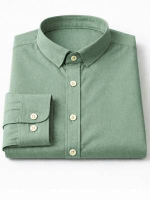 Green color formal solid linen cotton rich looks shirt for men 5