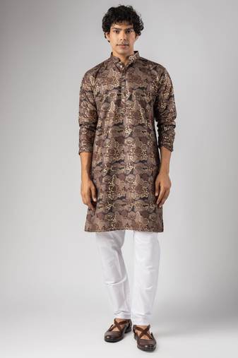 Mauve color magnet fabric designer foil printed stylish men's traditional attire