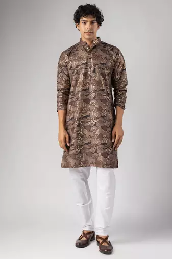 Mauve color magnet fabric designer foil printed stylish men's traditional attire