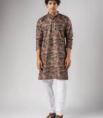 Mauve color magnet fabric designer foil printed stylish men's traditional attire