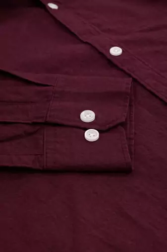 Maroon color formal solid linen cotton rich looks shirt for men