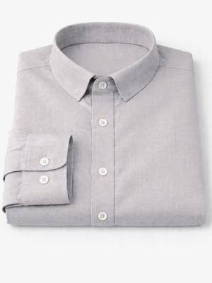 Grey color formal solid linen cotton rich looks shirt for men 5