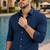 Blue color formal solid linen cotton rich looks shirt for men
