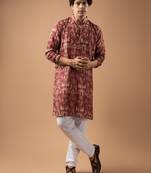 Wine color smart chickoo polo fabric designer ceremonial kurta payjama