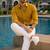 Yellow color formal solid linen cotton rich looks shirt for men