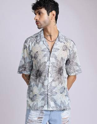 Smart and stylish sky blue color  designer printed shirt 1