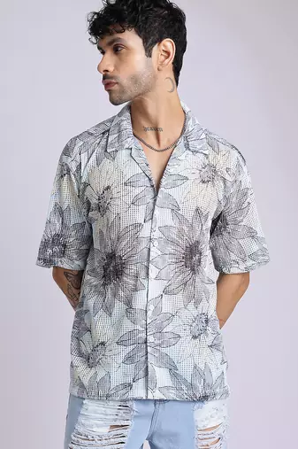 Smart and stylish sky blue color  designer printed shirt