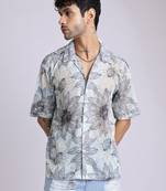 Smart and stylish sky blue color  designer printed shirt