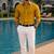 Yellow color formal solid linen cotton rich looks shirt for men