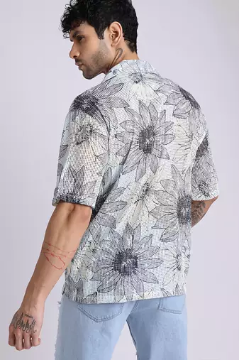 Smart and stylish sky blue color  designer printed shirt