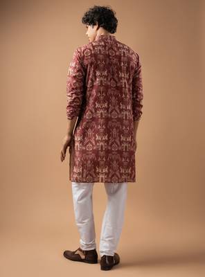 Wine color smart chickoo polo fabric designer ceremonial kurta payjama 2