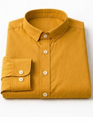 Yellow color formal solid linen cotton rich looks shirt for men 5