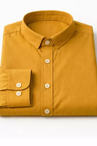 Yellow color formal solid linen cotton rich looks shirt for men