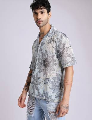 Smart and stylish sky blue color  designer printed shirt 4