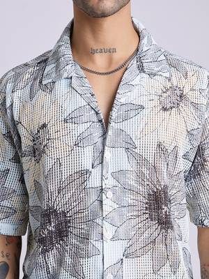 Smart and stylish sky blue color  designer printed shirt 5