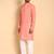 Peach color smart and ethnic designer printed kurta payjama for men's festive looks