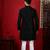 Black color stylish woven designer graceful festive kurta payjama for men