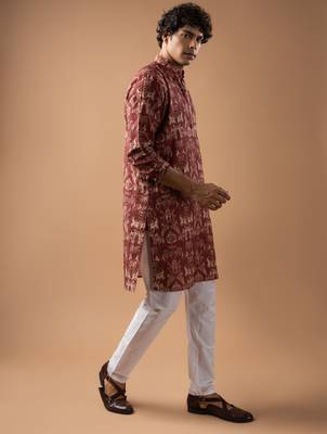 Wine color smart chickoo polo fabric designer ceremonial kurta payjama 5