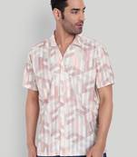 Peach color smart printed casual shirt for men