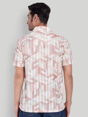 Peach color smart printed casual shirt for men 2