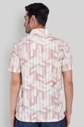 Peach color smart printed casual shirt for men