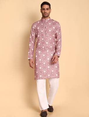 Onion color beautiful printed smart ceremonial kurta payjama 1