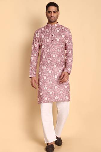 Onion color beautiful printed smart ceremonial kurta payjama
