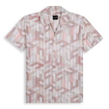 Peach color smart printed casual shirt for men 5