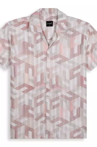 Peach color smart printed casual shirt for men