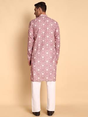 Onion color beautiful printed smart ceremonial kurta payjama 2