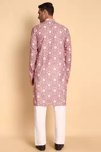 Onion color beautiful printed smart ceremonial kurta payjama