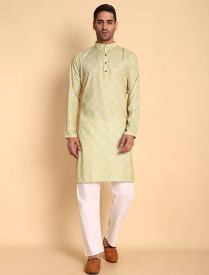Peach color beautiful printed smart ceremonial kurta payjama 1