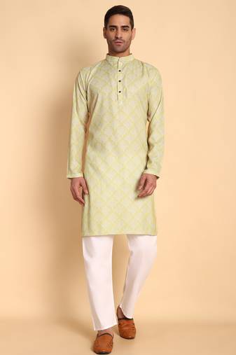 Peach color beautiful printed smart ceremonial kurta payjama