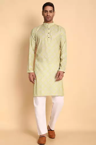 Peach color beautiful printed smart ceremonial kurta payjama
