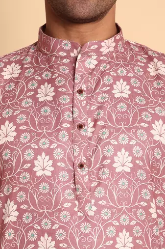 Onion color beautiful printed smart ceremonial kurta payjama