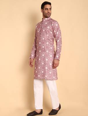 Onion color beautiful printed smart ceremonial kurta payjama 4