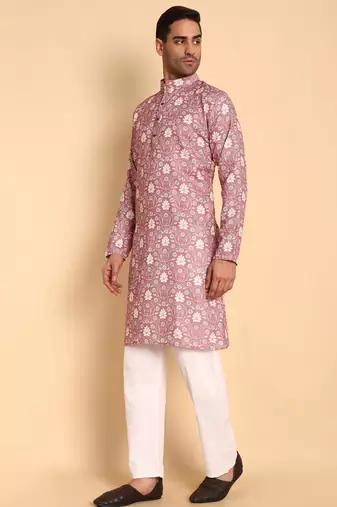 Onion color beautiful printed smart ceremonial kurta payjama