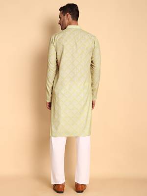 Peach color beautiful printed smart ceremonial kurta payjama 2