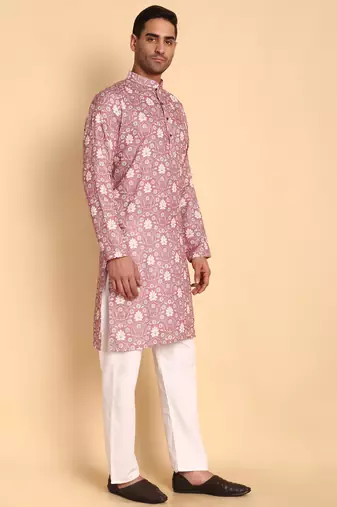 Onion color beautiful printed smart ceremonial kurta payjama