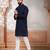 Navy blue color stylish woven designer graceful festive kurta payjama for men