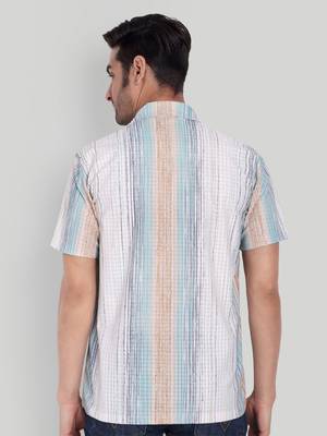 Teal color smart cotton blended  designer printed graceful casual shirt 2
