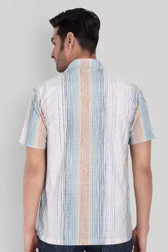 Teal color smart cotton blended  designer printed graceful casual shirt