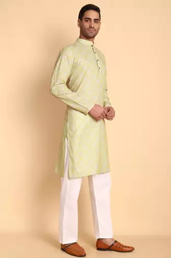 Peach color beautiful printed smart ceremonial kurta payjama