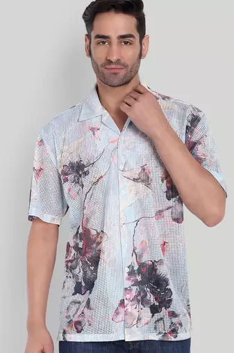 Smart and stylish sky blue color  designer printed shirt